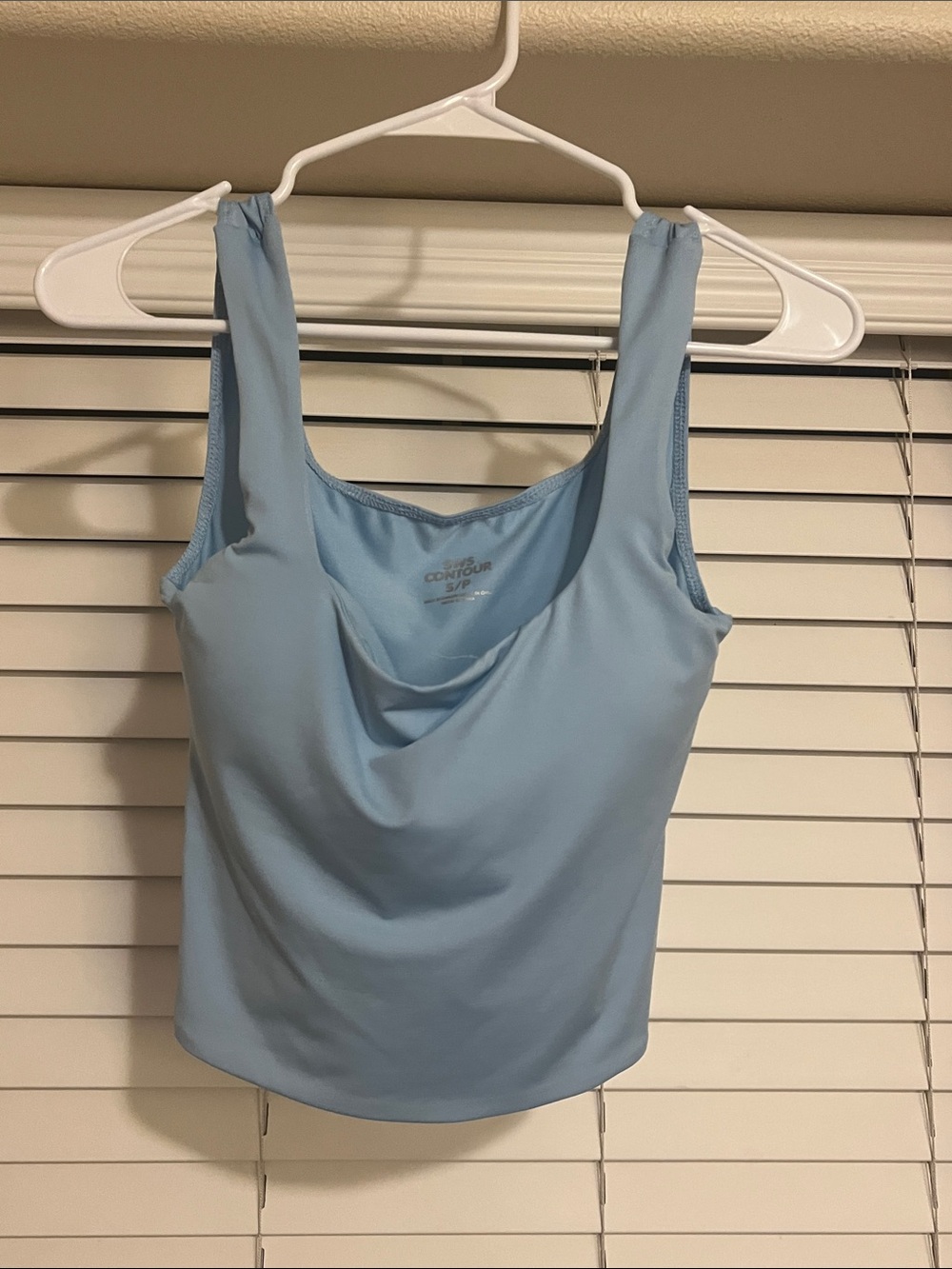 Soft Blue Draped Neck Tank Top